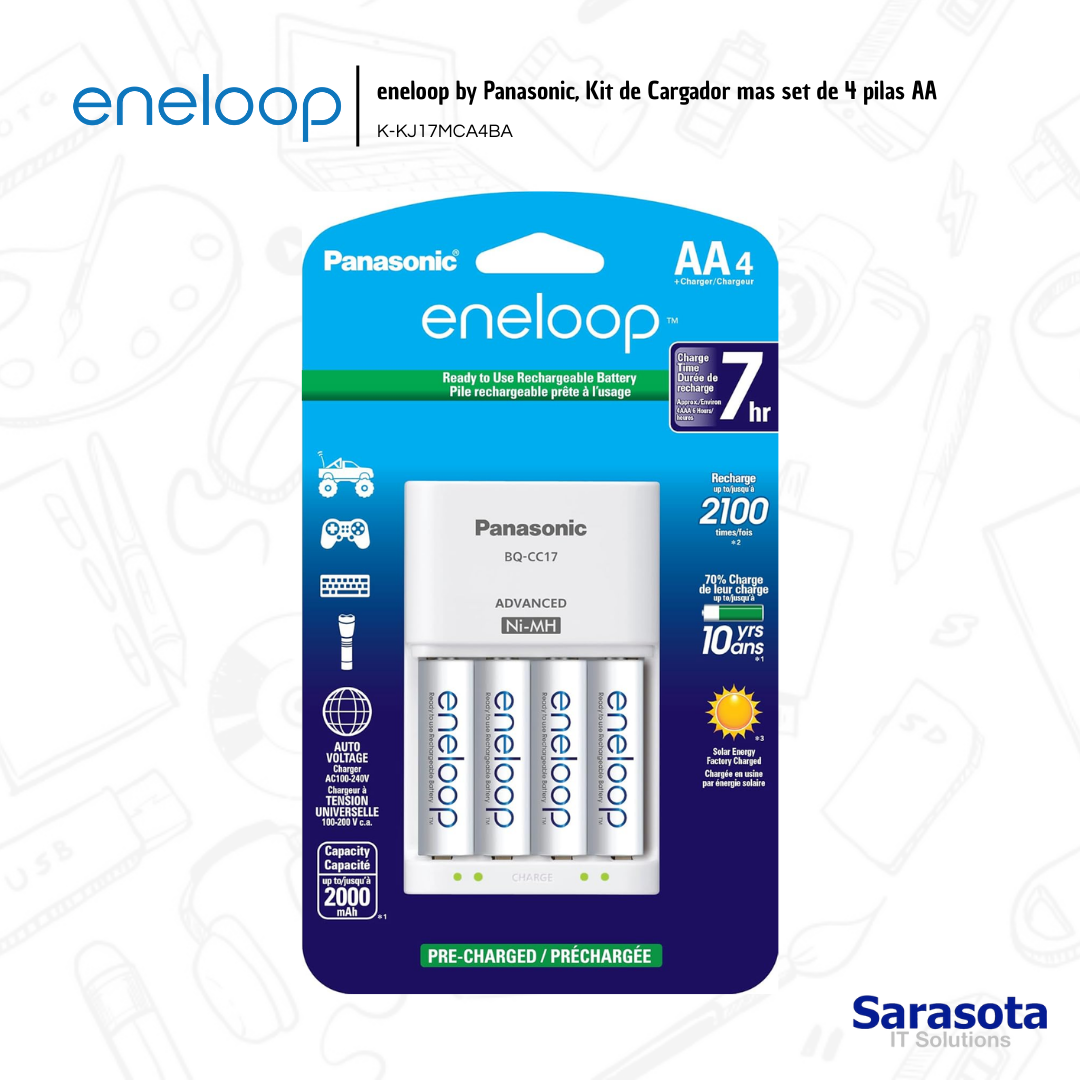 accesorios para electronica - Cargador con baterías recarcables AA Eneloop  1