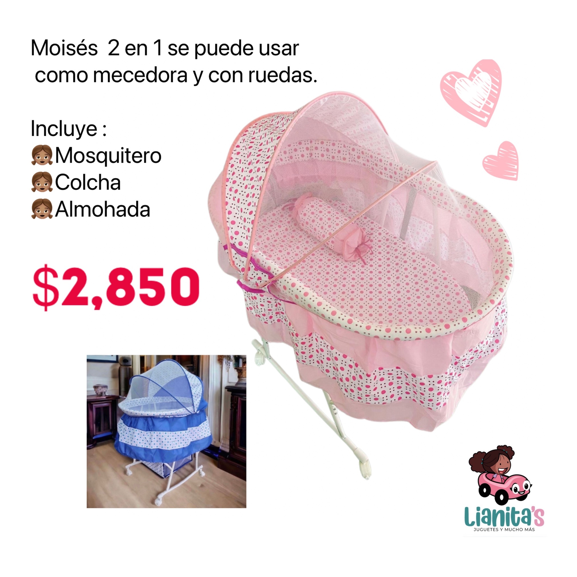 muebles - Moisés para bebés incluye mosquitero - colcha y almohada Nuevos en su caja 
