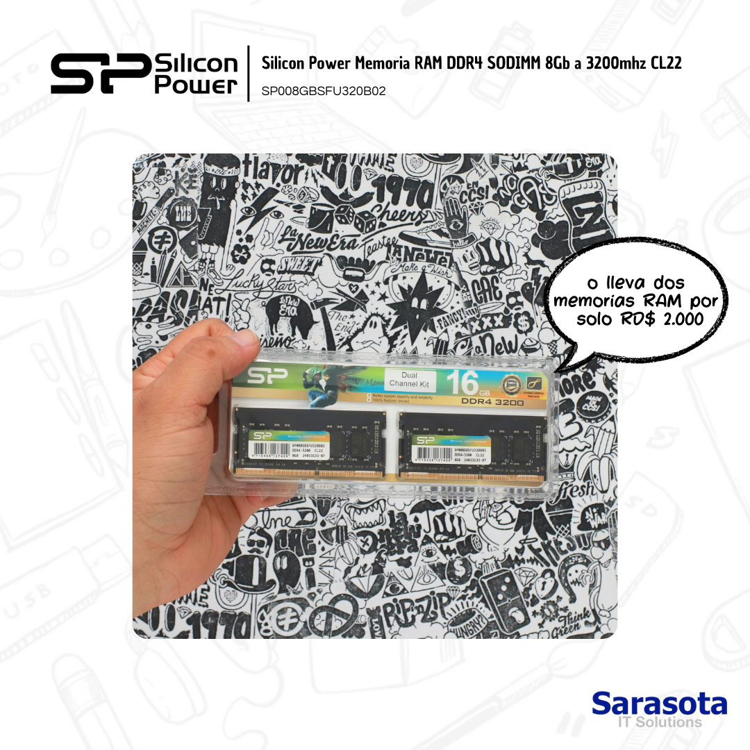 accesorios para electronica - Silicon Power Memoria RAM DDR4 8Gb a 3200mh CL22 1