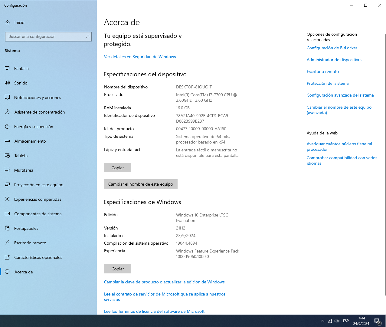 computadoras y laptops - Desktop MSI MS-7996 PC i7-7700 3.60G 16GB SSD 256 7