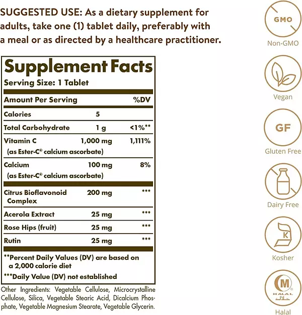 Salud y Equipamiento Médico - Vitamina C 1000mg 180 tab Solgar 2