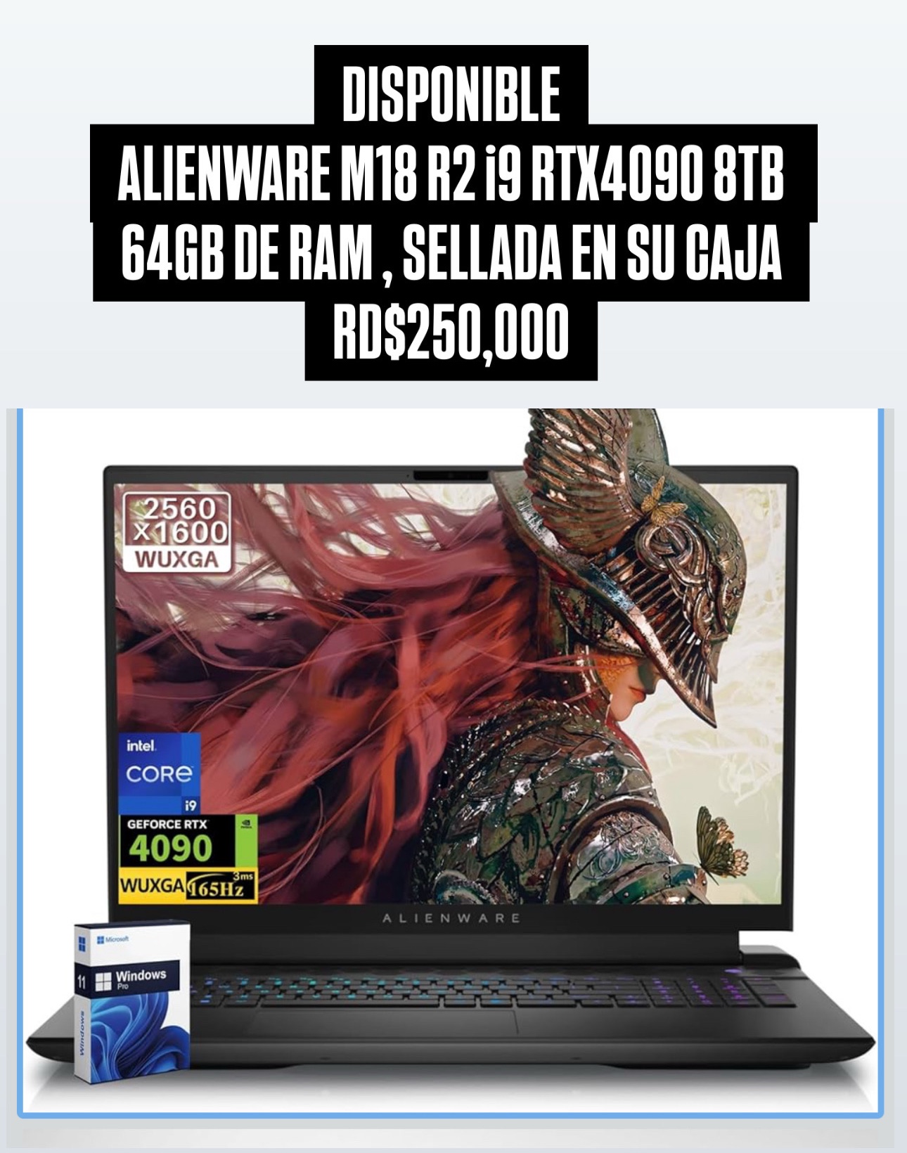 celulares y tabletas - ALIENWARE M18 R2 i9 RTX4090 8TB 64GB DE RAM Nueva Sellada  2