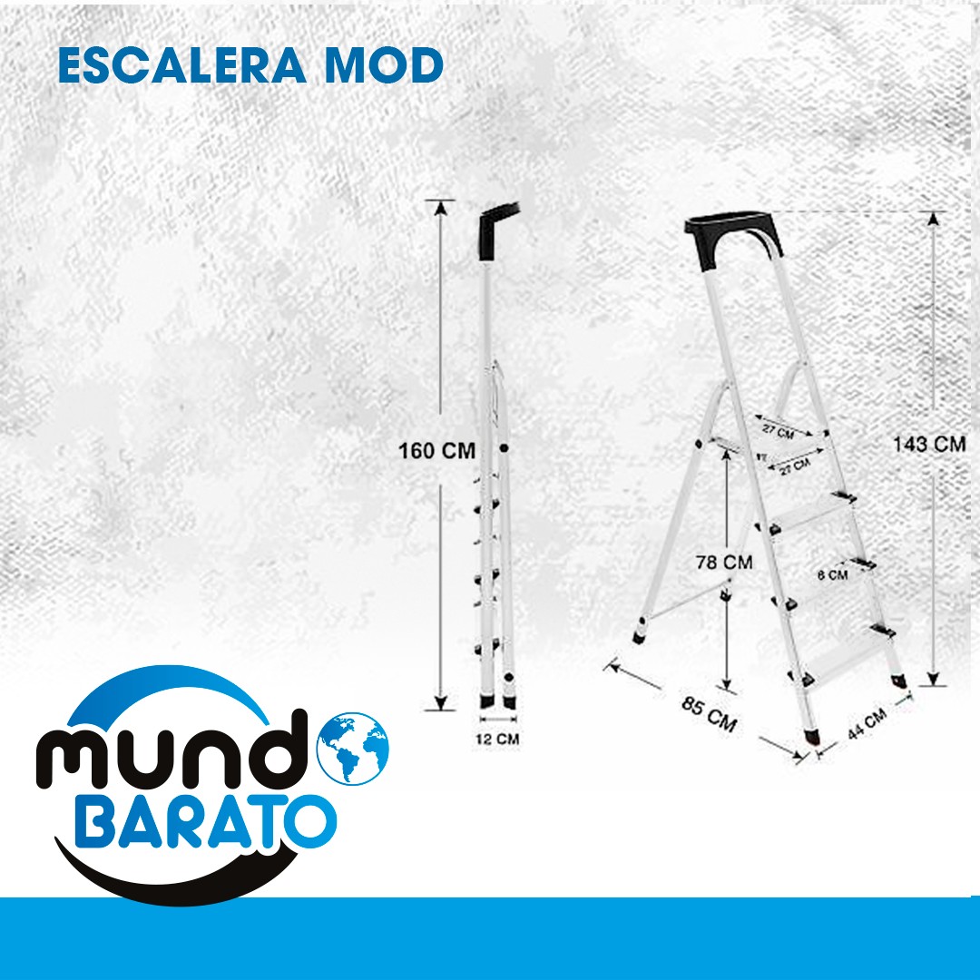 herramientas, jardines y exterior - ESCALERA DE 4 PELDAÑOS DE ALUMINIO + BANDEJA DE HERRAMIENTAS MULTIUSOS ESCALONES 1