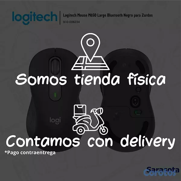accesorios para electronica - Logitech Mouse M650 Large Bluetooth Negro Zurdos ( 2