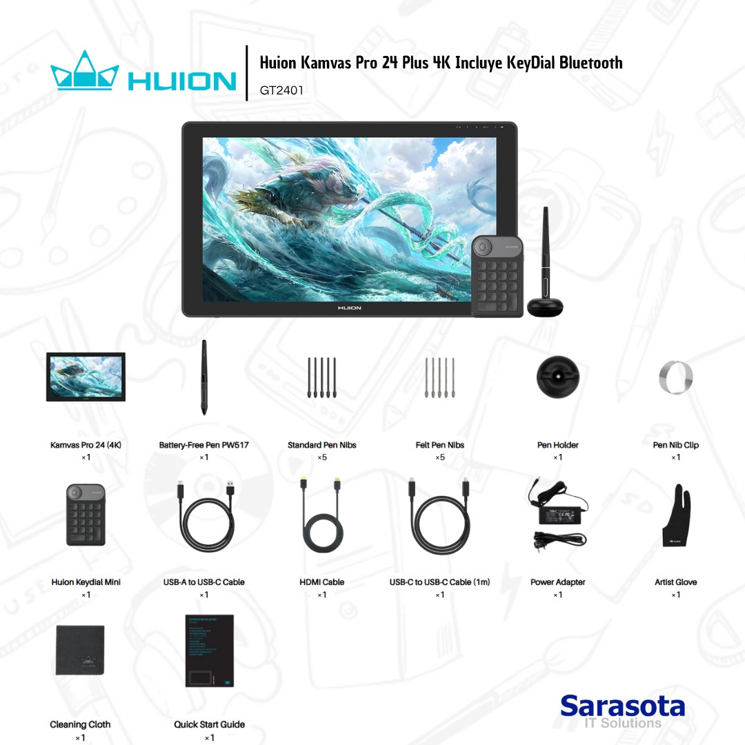otros electronicos - Huion Kamvas 24 Pro, Pen Display 24 4k 2