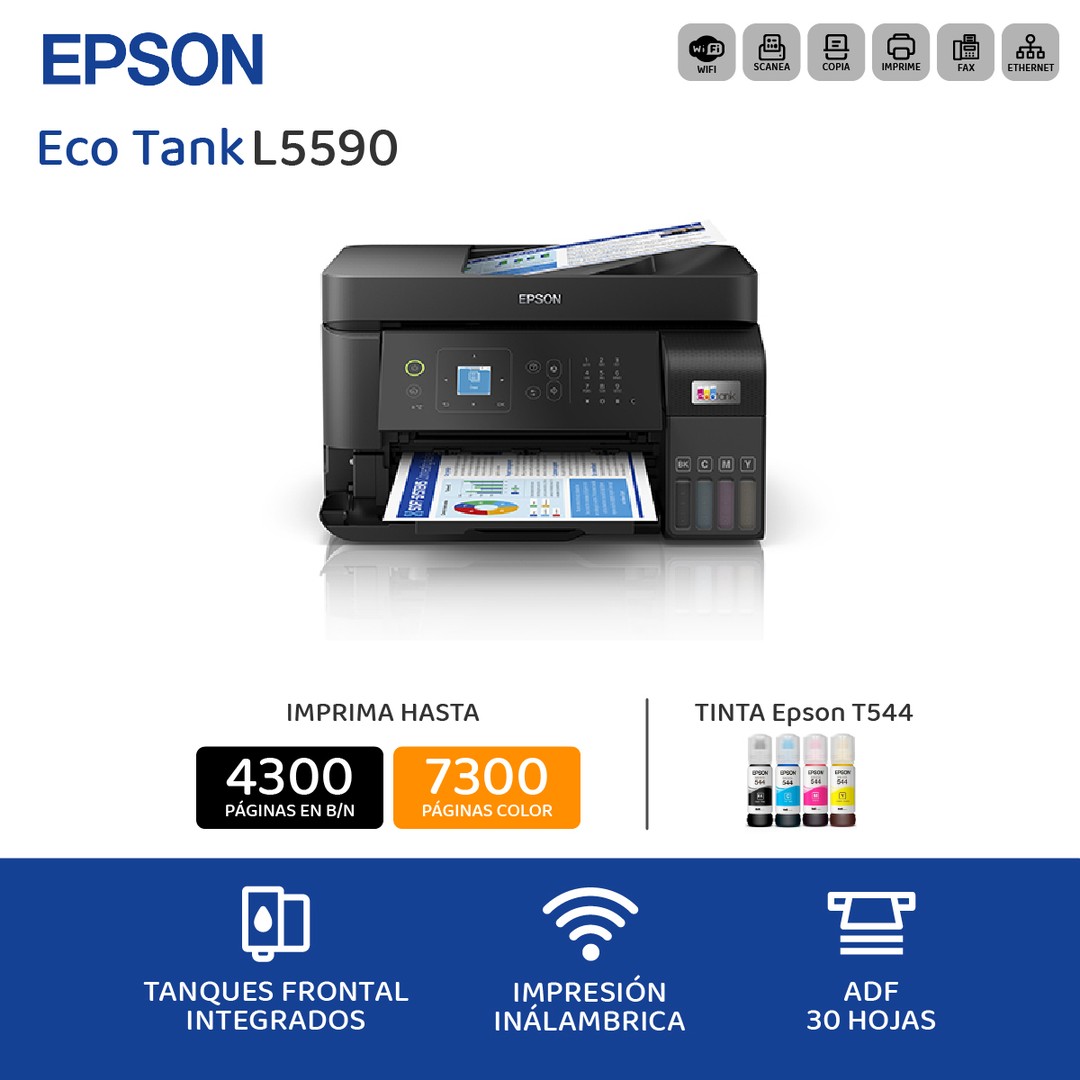 impresoras y scanners - EPSON L5590 MULTIFUNCIONAL (CMYK) IMPRIME, COPIA Y ESCANEA,BOTELLA DE TINTA