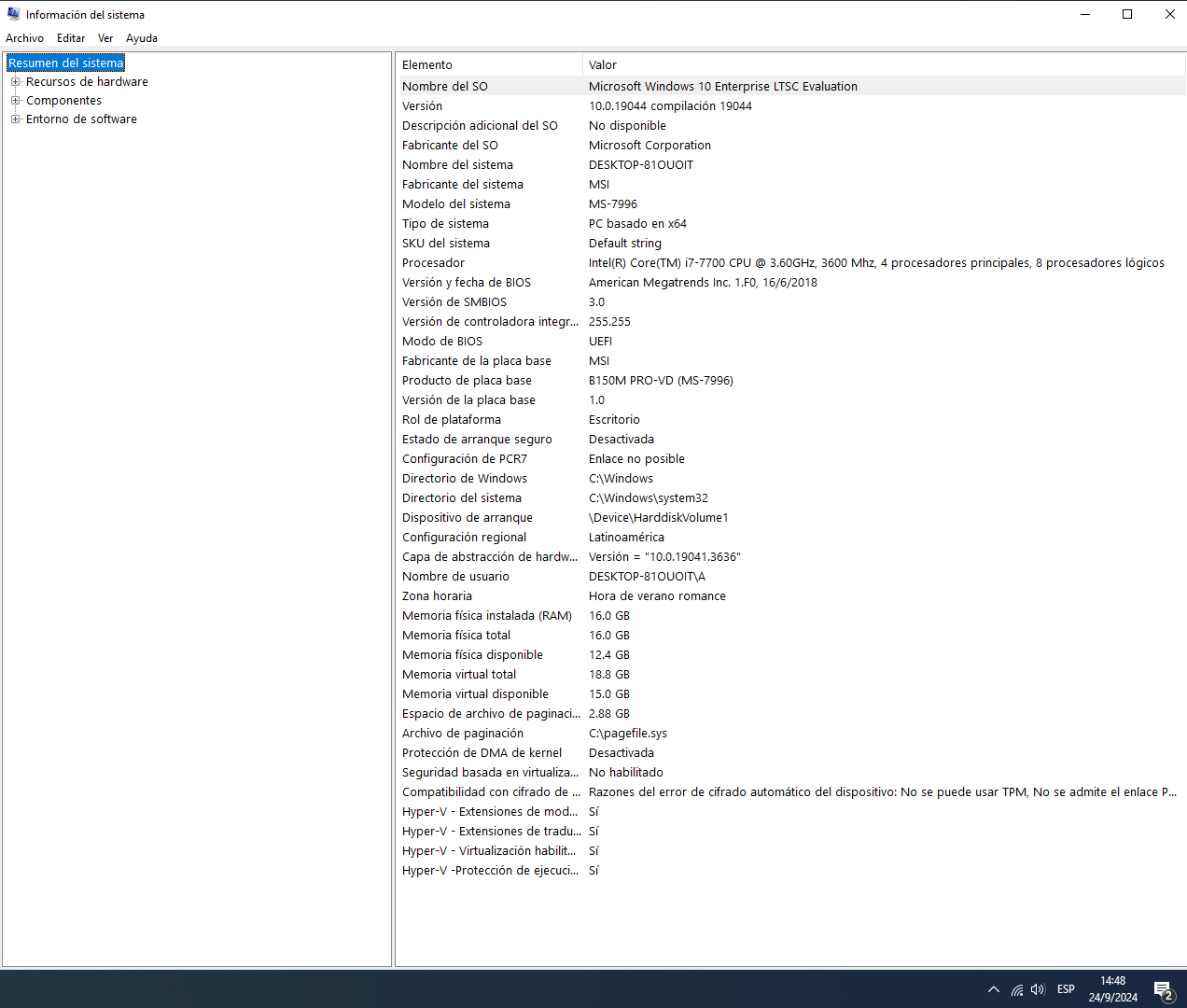 computadoras y laptops - Desktop MSI MS-7996 PC i7-7700 3.60G 16GB SSD 256 8
