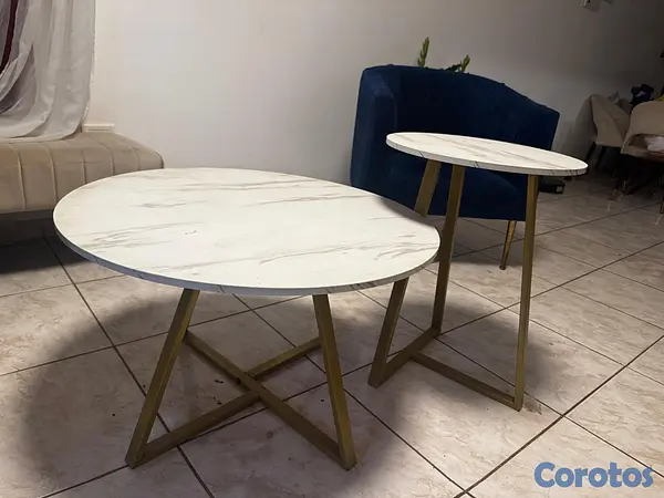 muebles y colchones - MESA DE CENTRO Y MESA AUXILIAR ESTILO MARMOL 7