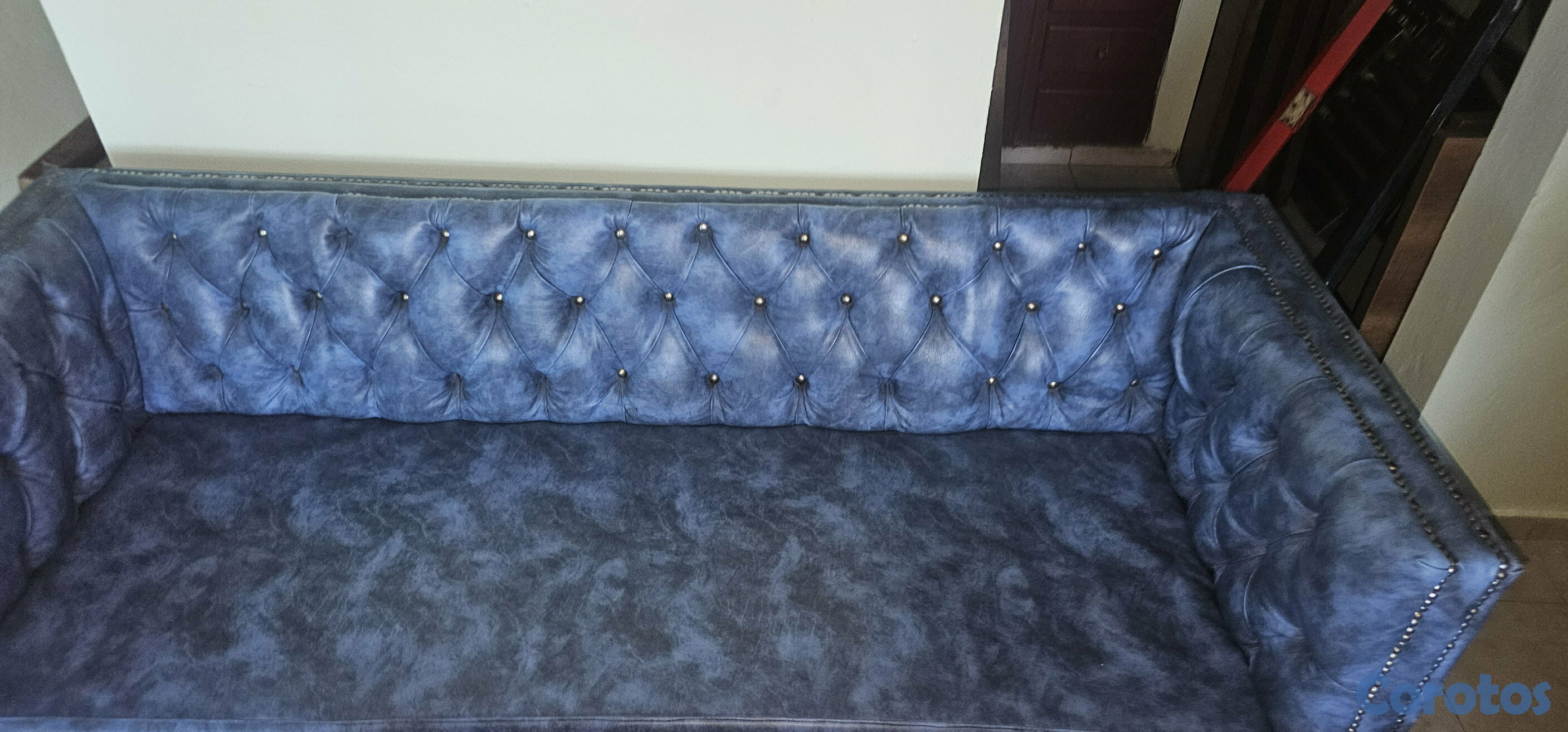 muebles y colchones - juego de mueble 3 puestos en excelente condiciones azul  1