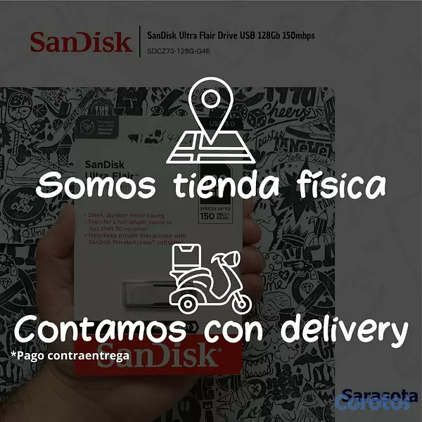 accesorios para electronica - SanDisk Pendrive Ultra Drive Flair USB 128 Gb USB  3