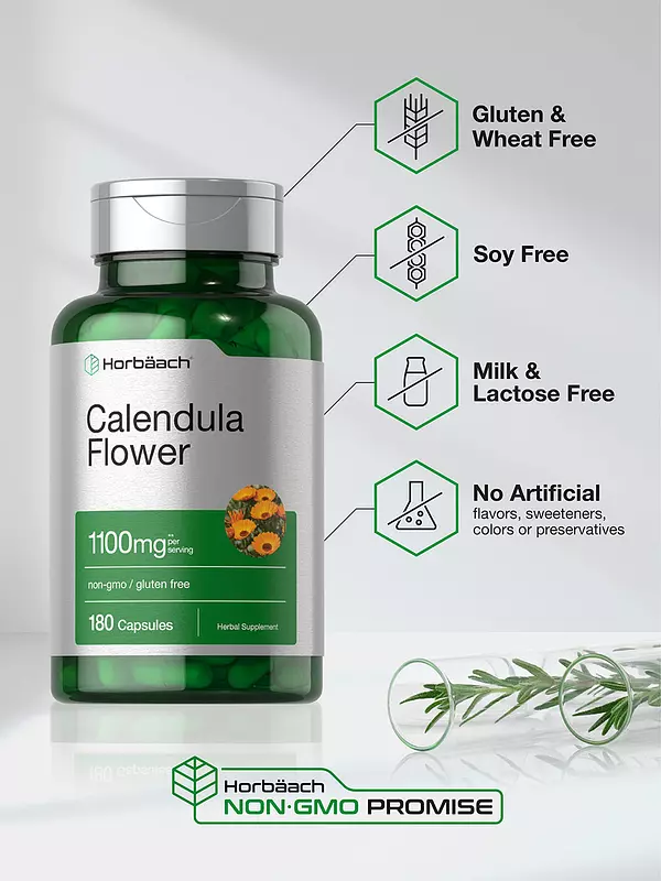 Salud y Equipamiento Médico - Flor De Calendula 1100 Mg 180 Cap Horbaach 4