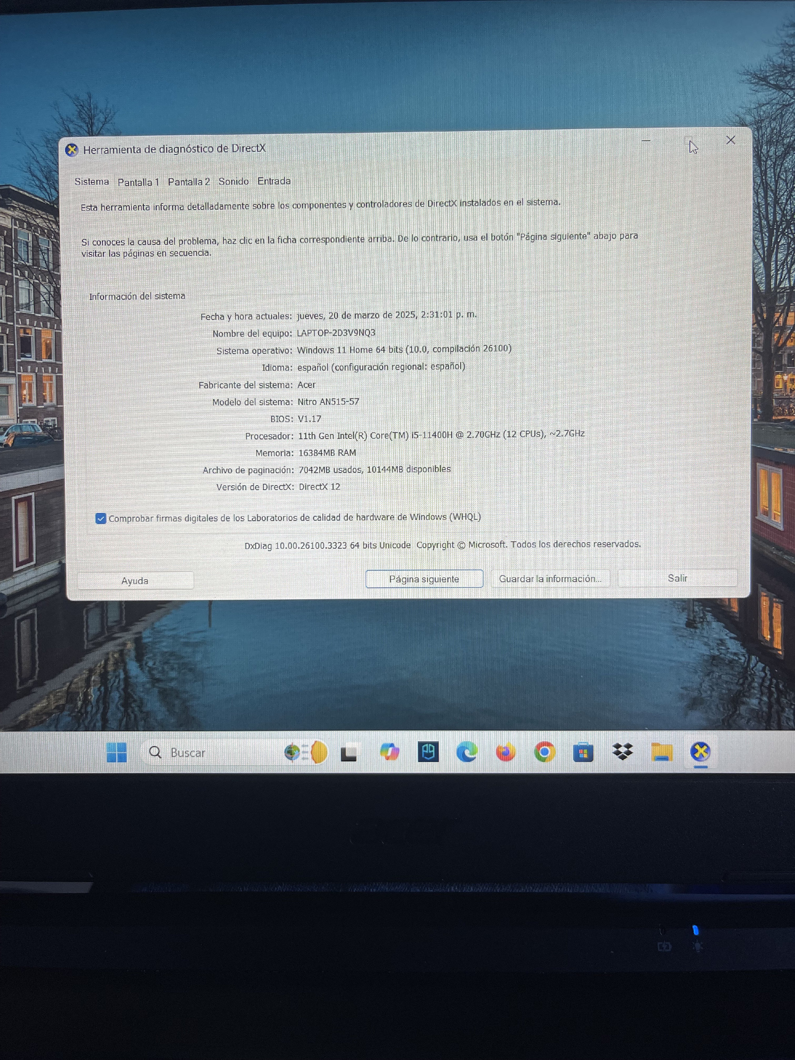 computadoras y laptops - acer nitro Gaming Tarjeta gráfica RTX 3050 Ti 16Ram i5 512 Disco Duro Window 11  7