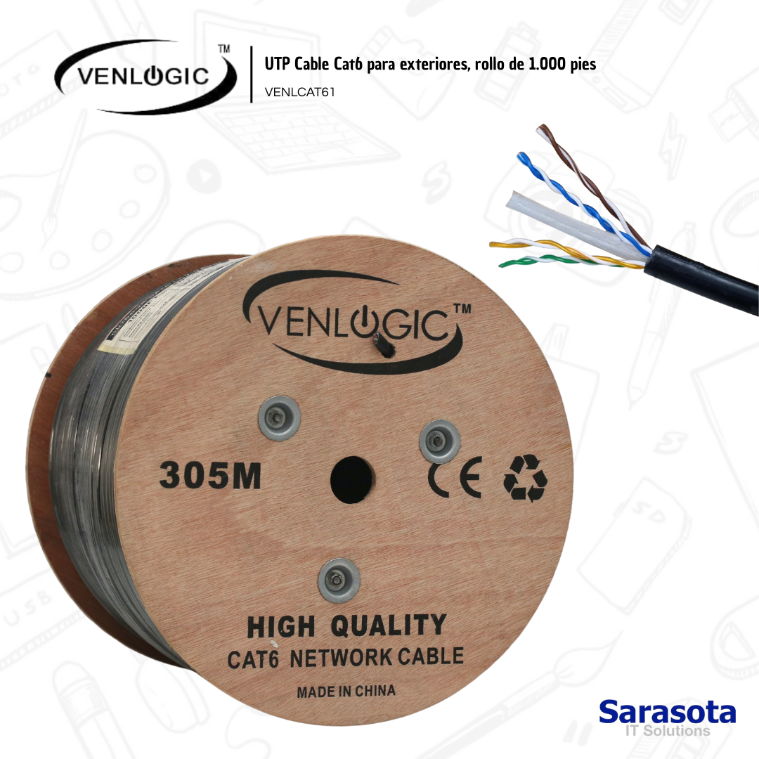 accesorios para electronica - Venlogic UTP CAT6 cable de 1000 pies para exterior