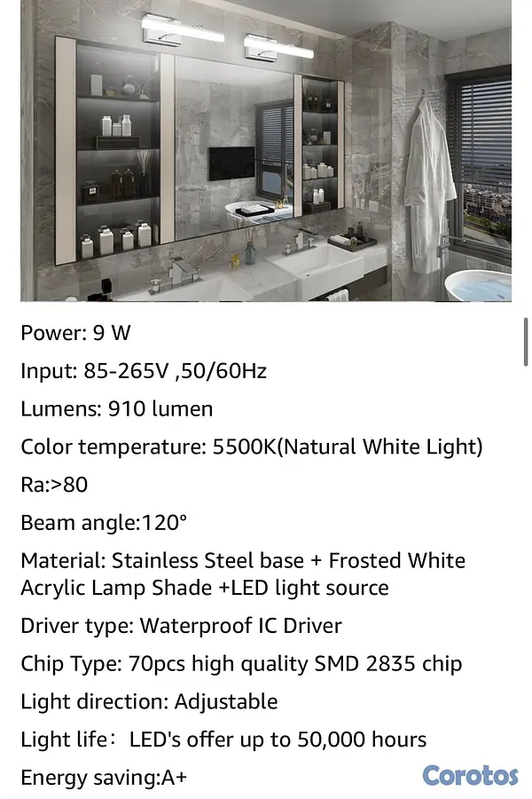 decoración y accesorios - Lampara LED de pared para baño 3