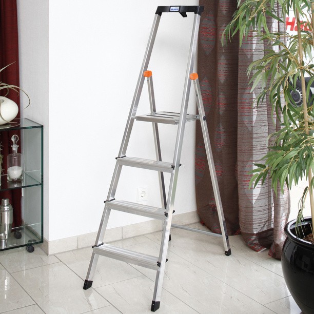 herramientas, jardines y exterior - ESCALERA DE 4 PELDAÑOS DE ALUMINIO + BANDEJA DE HERRAMIENTAS MULTIUSOS ESCALONES 3