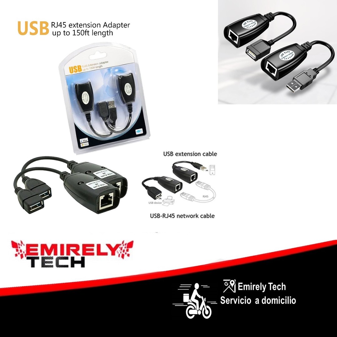 accesorios para electronica - USB adaptador de extensión rj45 (150 pies) 0