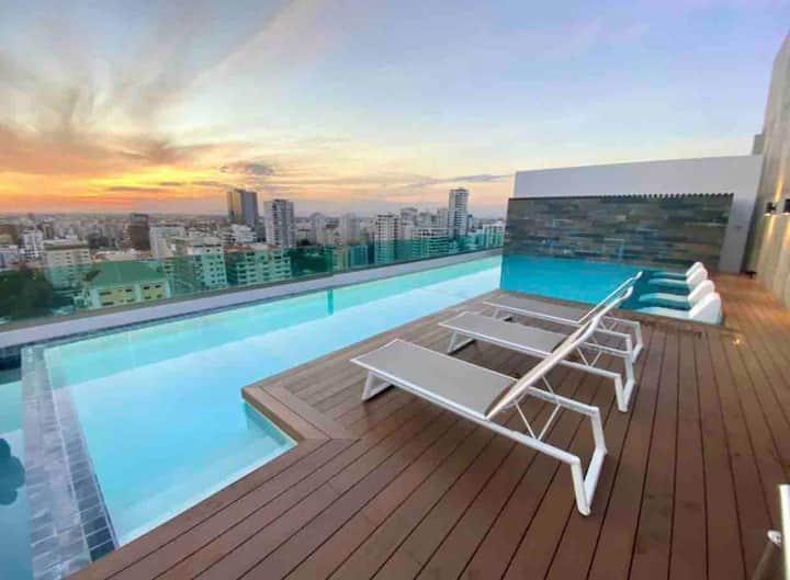 apartamentos - Piantini, Piscina, Gym, Airbnb, Amueblado, 1 habitacion 