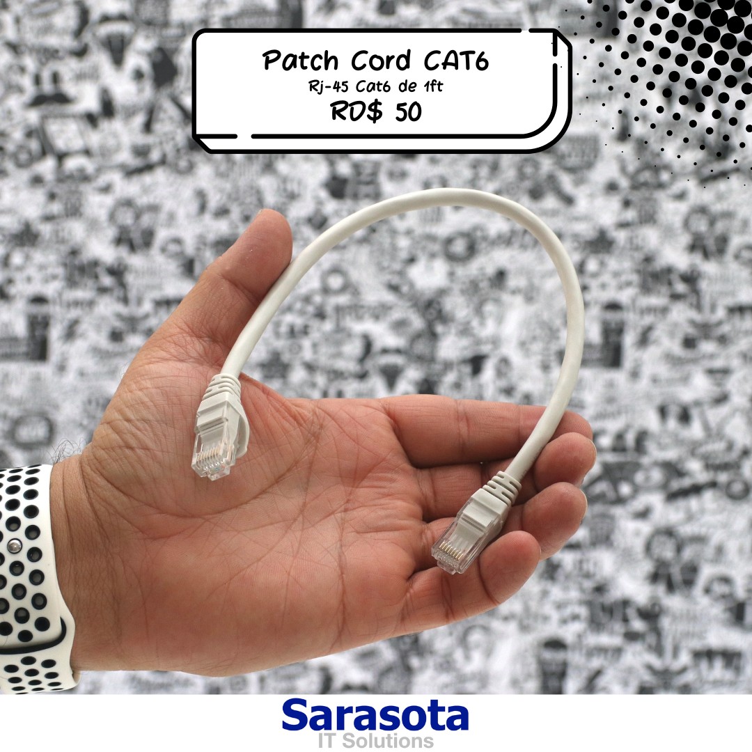 accesorios para electronica - Patch Cord RJ45 CAT6 de 1 pie (Somos Sarasota)