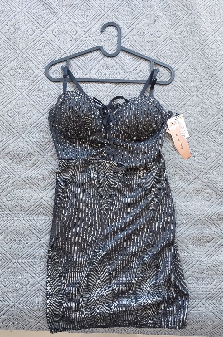 ropa para mujer - Haute Monde - Vestido corto , negro y plateado brillante (M) 1