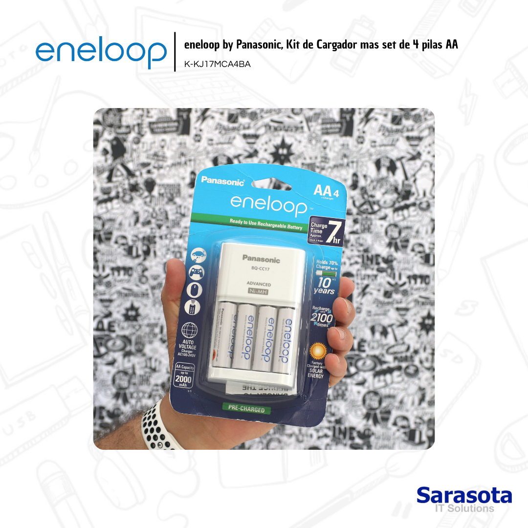 accesorios para electronica - Cargador con baterías recarcables AA Eneloop  2