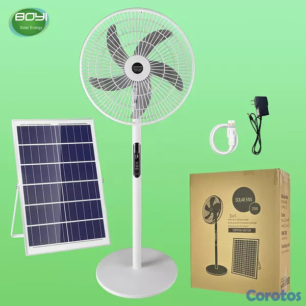 aires acondicionados y abanicos - Ventilador solar recargable 16" con panel solar y  2