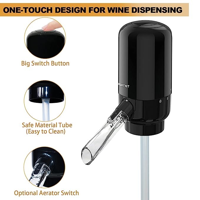 electrodomesticos - Vertedor de aireador de vino eléctrico, decantador de vino inteligente portátil  5