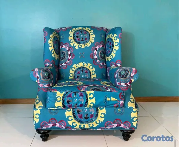 muebles y colchones - par de Sofá psicodélico azul  4