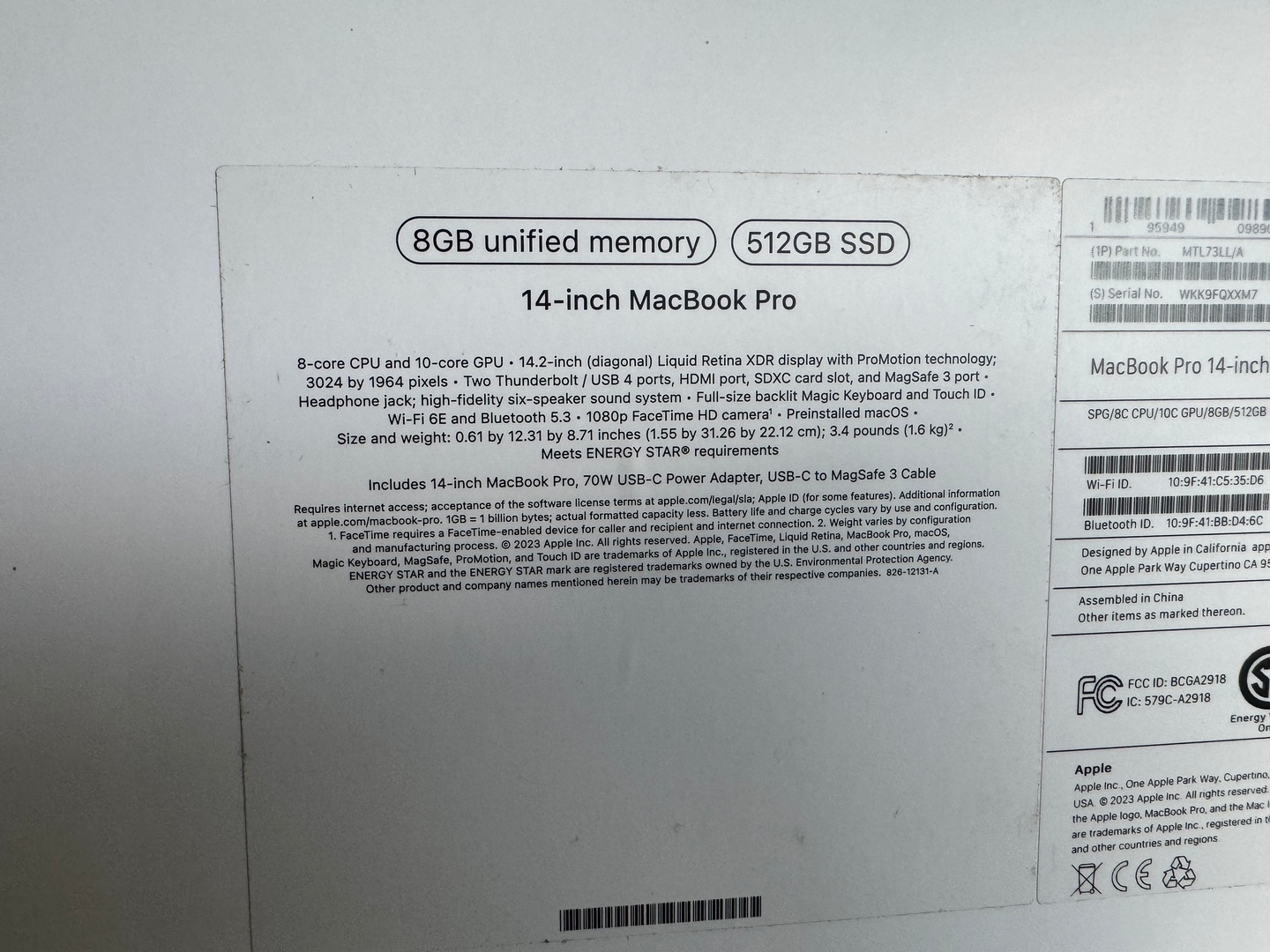 computadoras y laptops - MacBook Pro 14 inch 2023 M3 Apple Chip/ 512GB / 8GB RAM SPG - Sellada 1