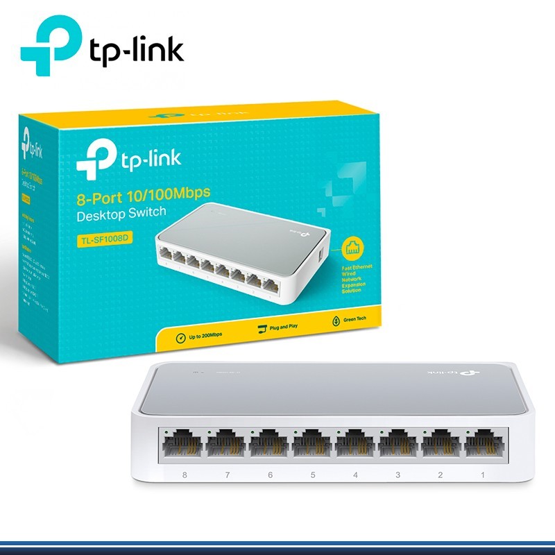 computadoras y laptops - SWITCH 8 PUERTOS TP-LINK  LS1008  NO ADMINISTRABLE/DESKTOP, 8 PUERTOS 10/100MBPS