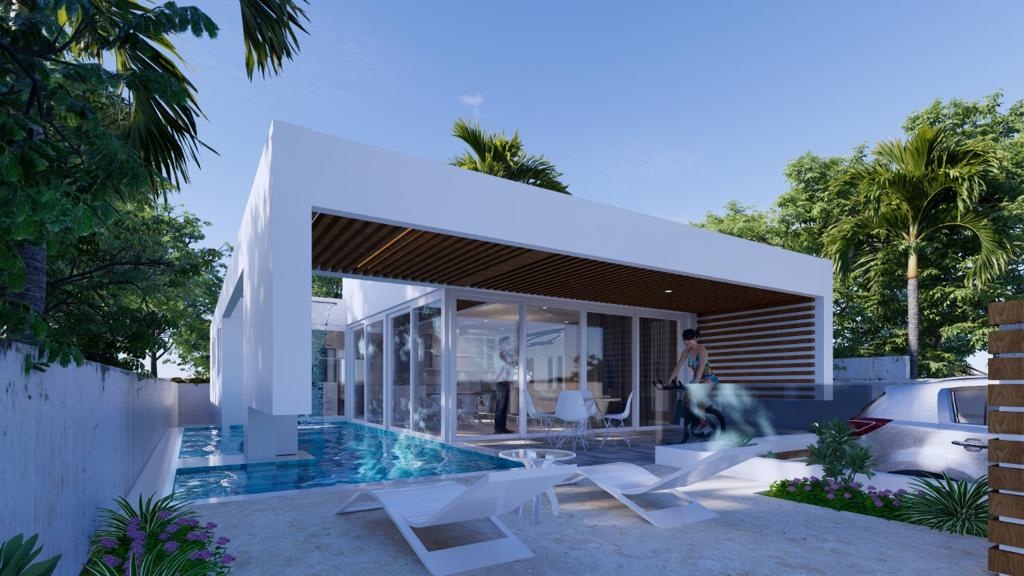 Villa azul exclusiva con piscina 
