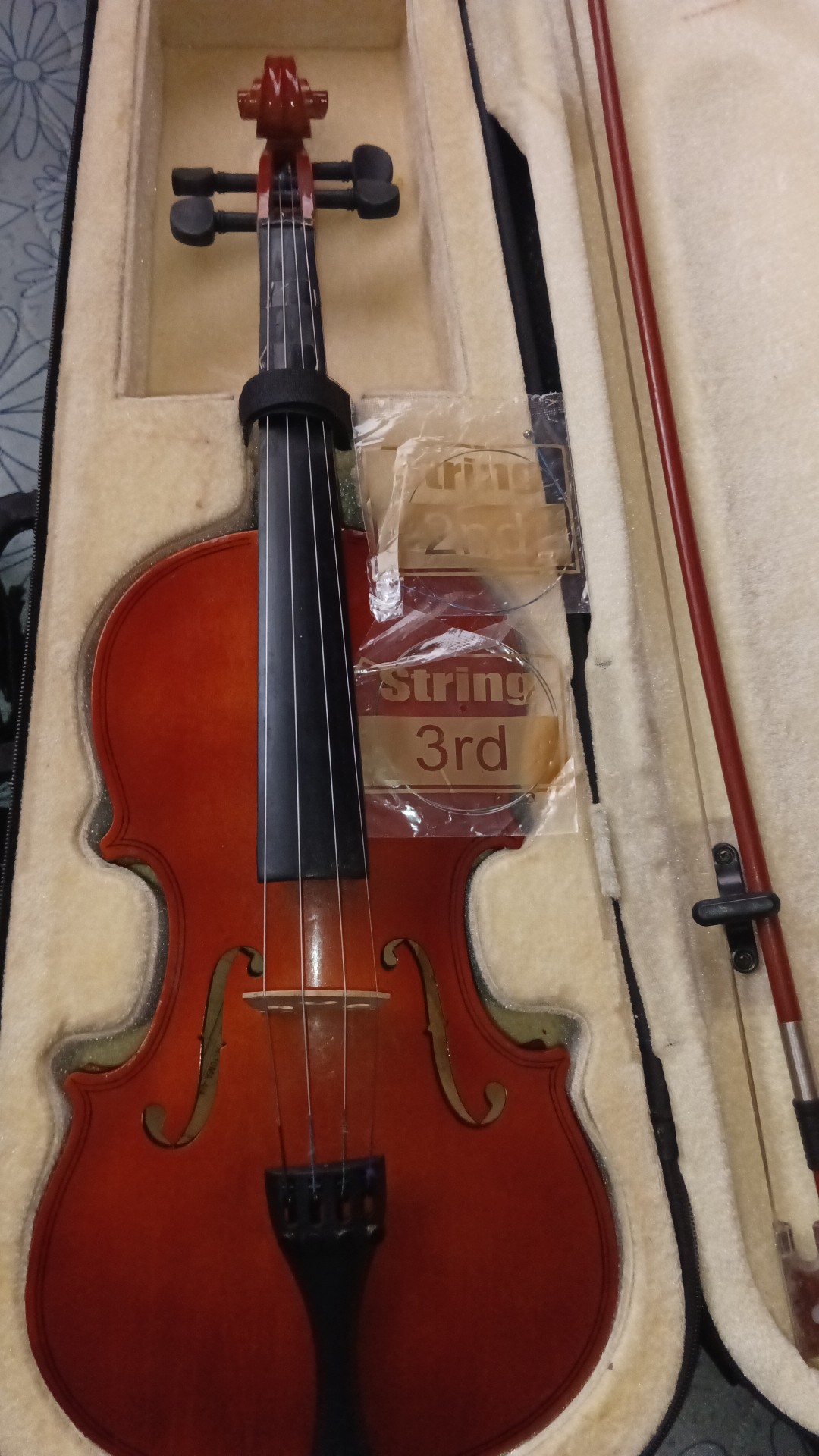 instrumentos musicales - Violín Instrumento Musical con dos cuerdas de repuesto nuevas violín pre usado 2