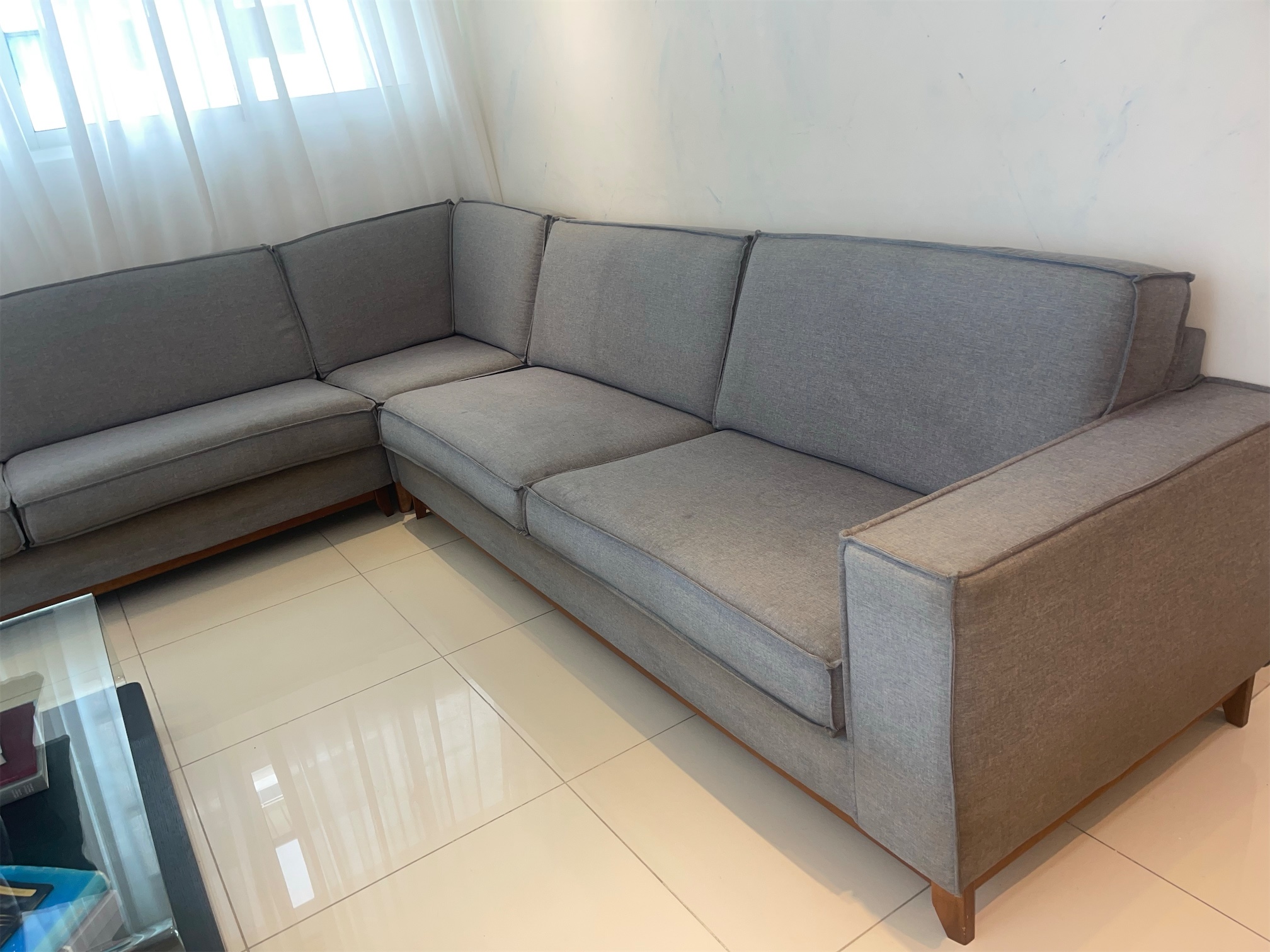 muebles y colchones - Sofa en forma de L color gris 1