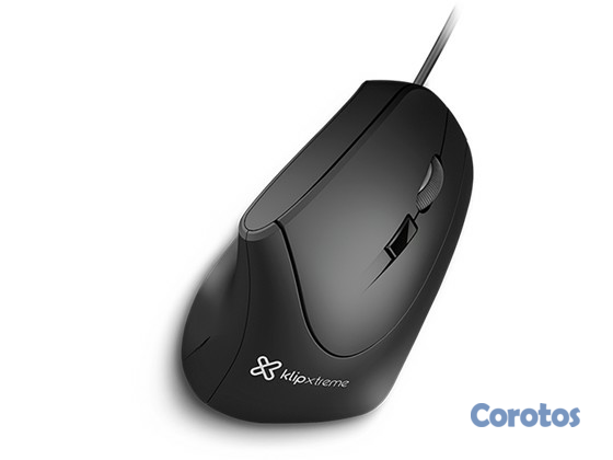 computadoras y laptops - MOUSE OPTICO KLIPX KROWN, WIRELESS, VERTICAL, 6 BOTONES, 1600 DPI, BLACK 