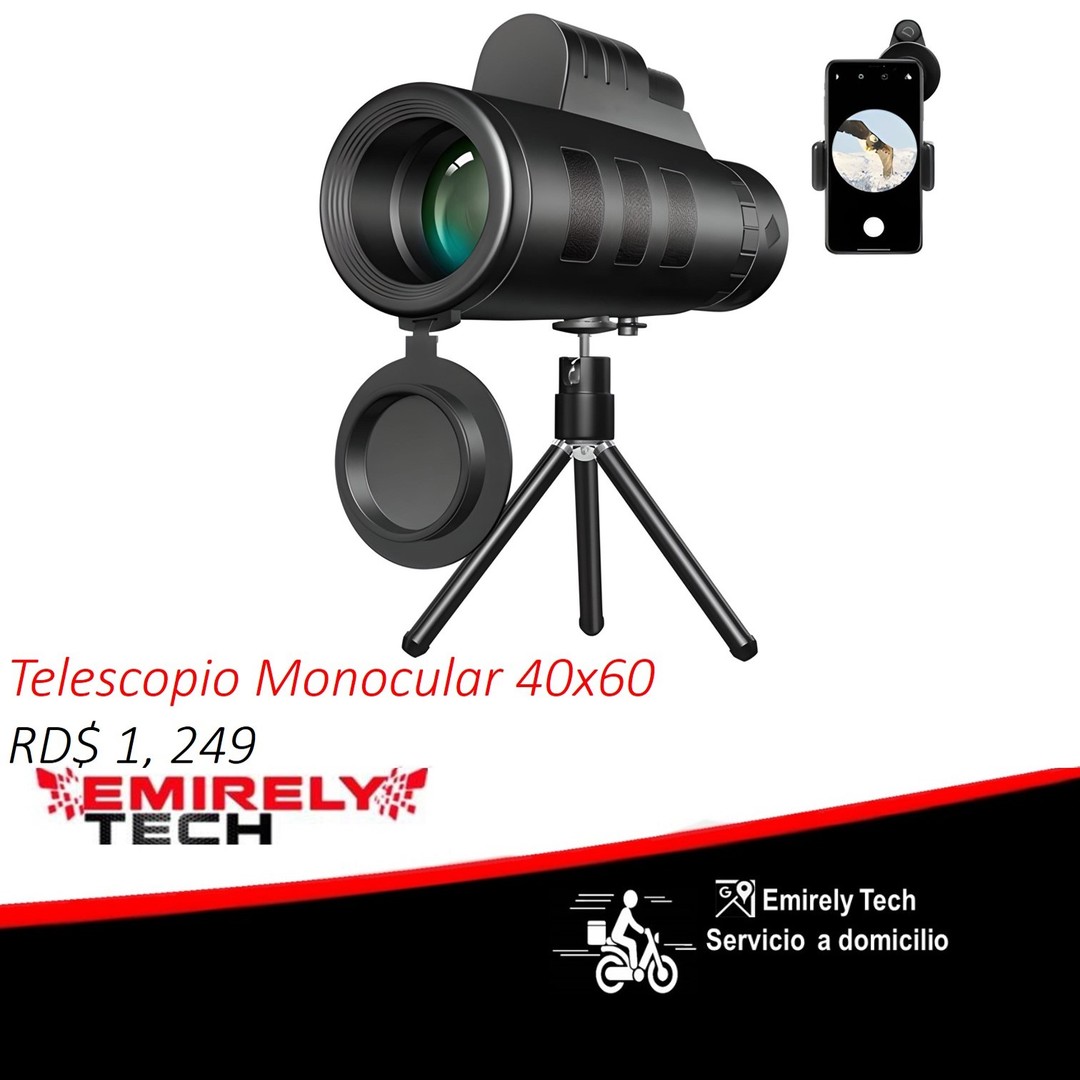 equipos profesionales - Telescopio Monocular 40x60 con Soporte rapido para Telefono Inteligente