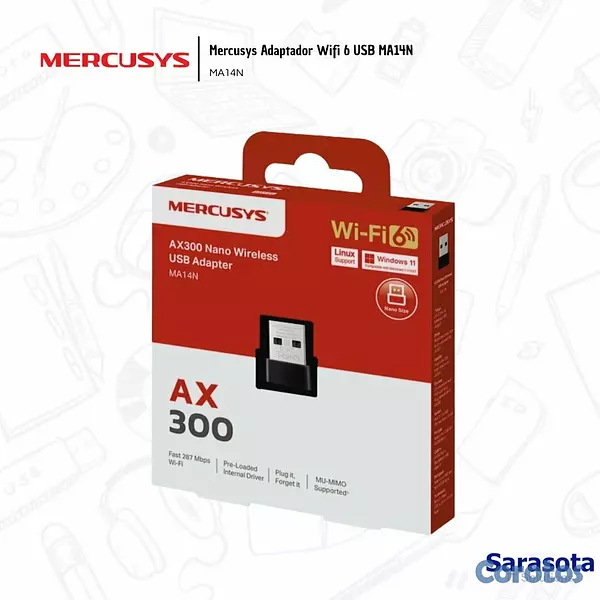 accesorios para electronica - Mercusys Adaptador Wifi 6 USB MA14N 3