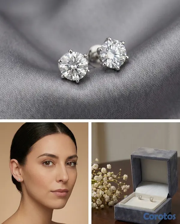 joyas, relojes y accesorios - retes de Moissanita VVS1 (0.5 ct) en Plata 925 + Certificado GRA 
 4