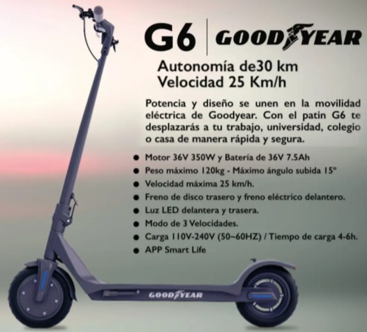 bicicletas y accesorios - Patineta o Scooter Eléctrica - Marca: Goodyear G6 (Poco uso)