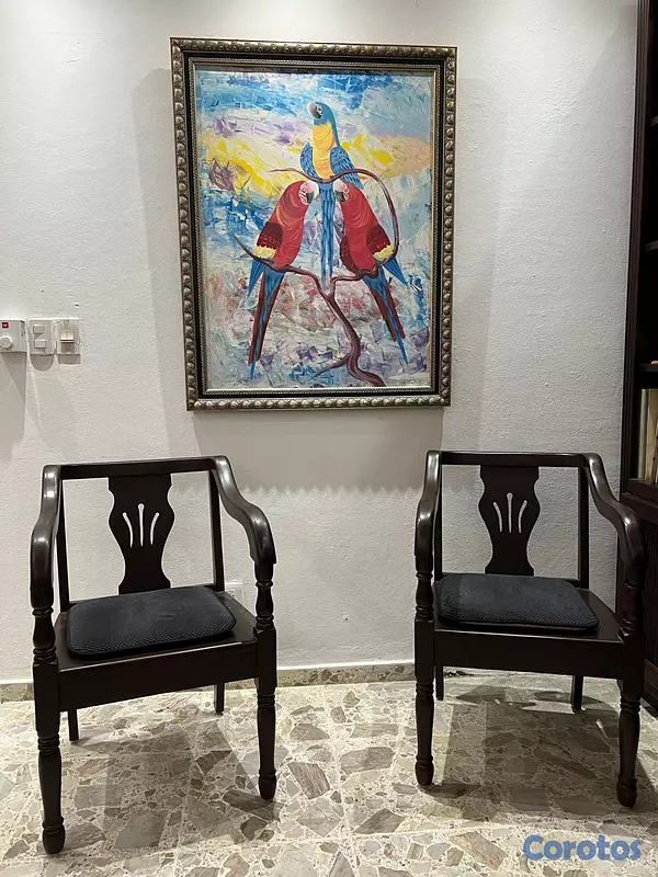 decoración y accesorios - Par de butacas elegantes de madera de caoba 2
