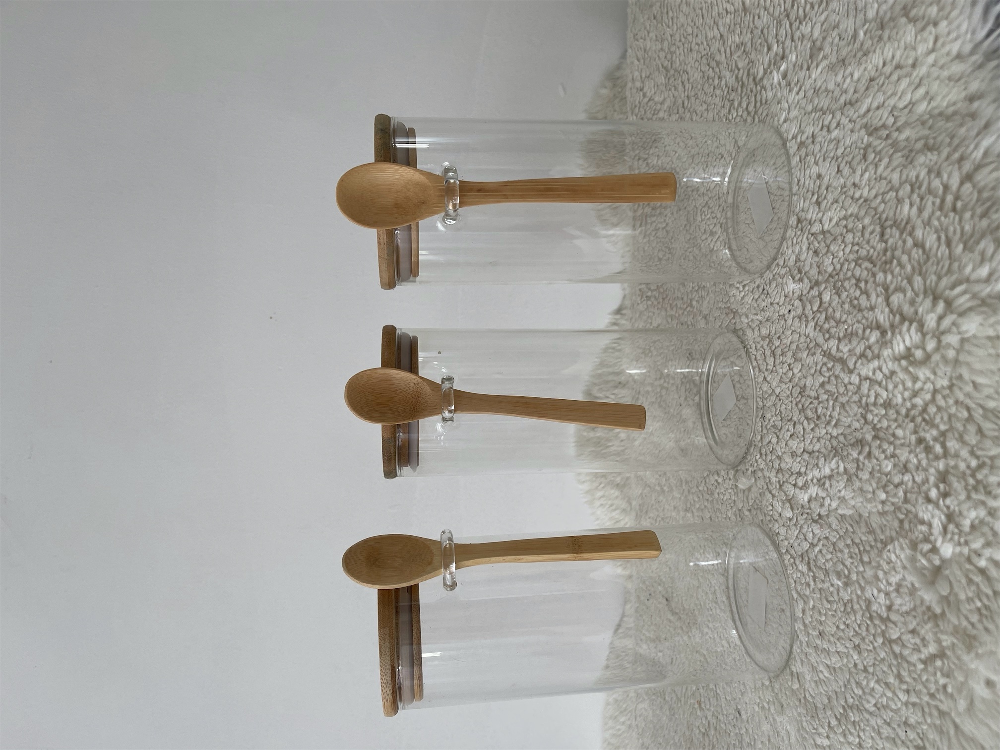 cocina - Set de cristal con tapa de bambú  1