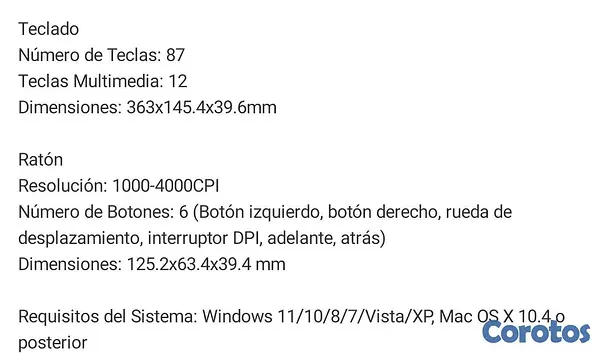 computadoras y laptops - Teclado y ratón membrana ROG de 2 piezas, cableado, iluminación de arcoíris 8