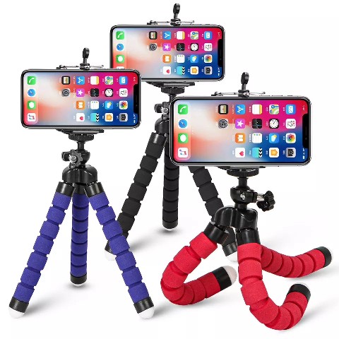 accesorios para electronica - Mini trípode de esponja flexible para teléfono + soporte de clip para teléfono