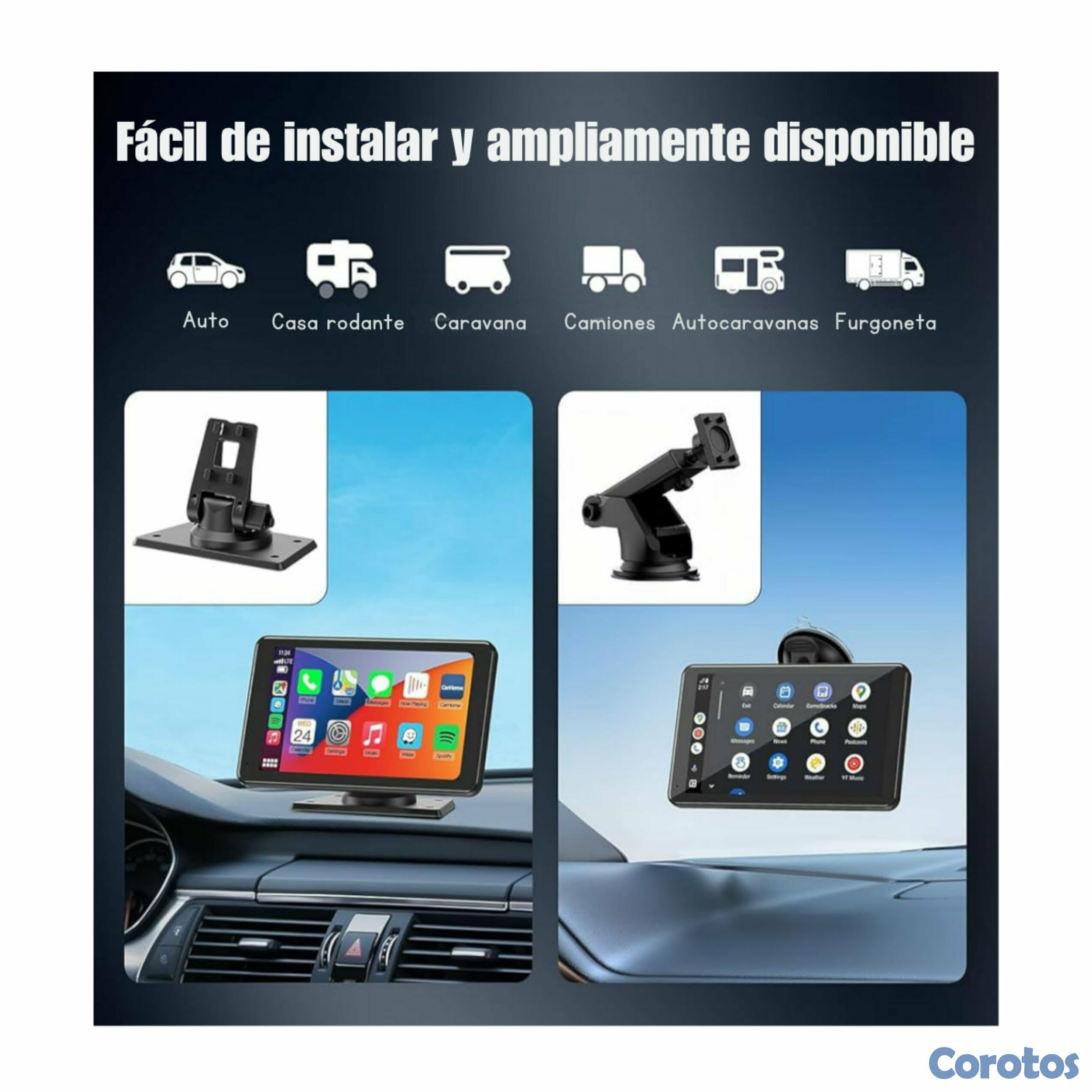 otros electronicos - Pantalla CarPlay y Android Auto Inalámbrica 7 Bluetooth, Cámara de Reversa y GPS 2