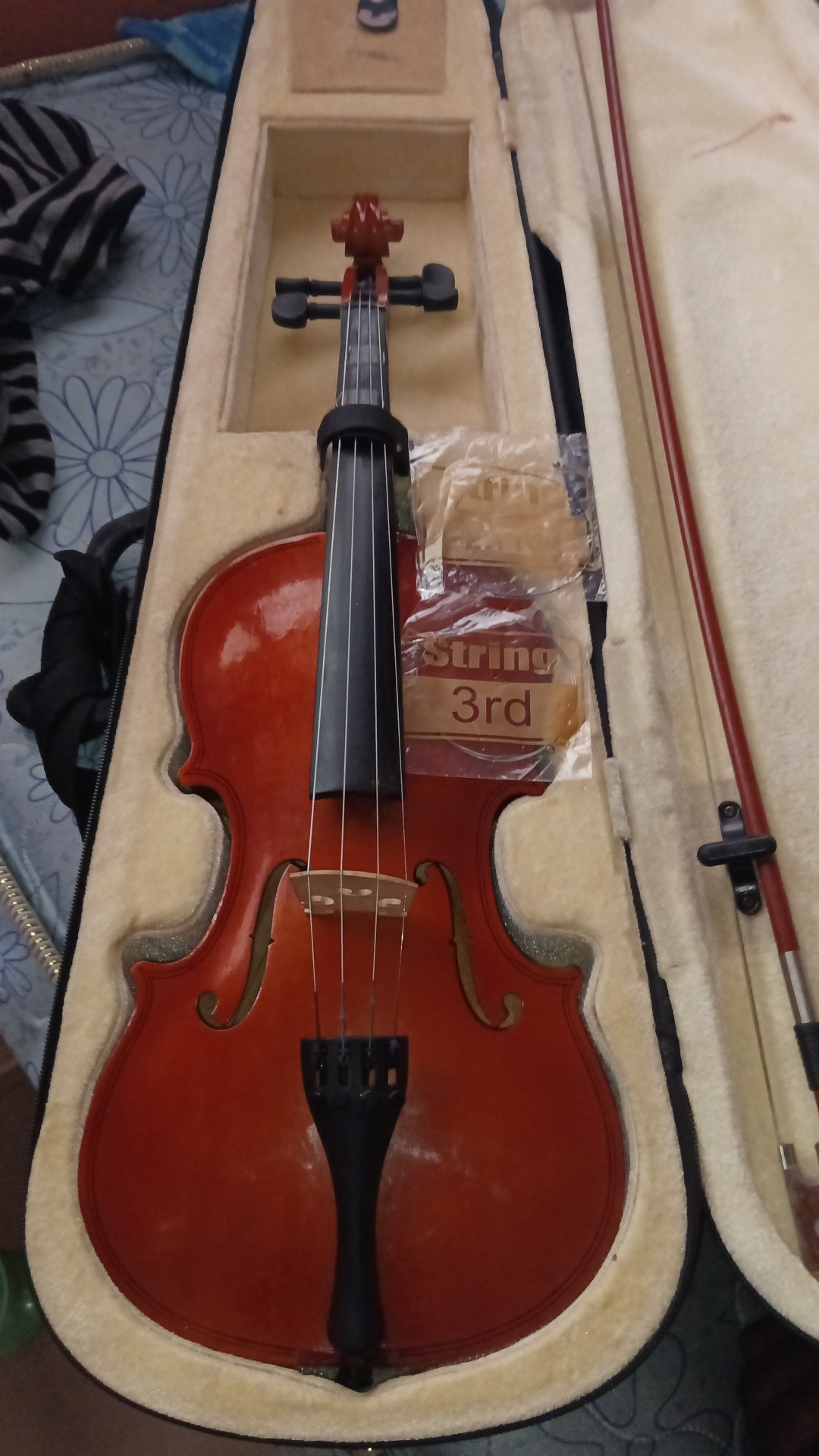 instrumentos musicales - Violín Instrumento Musical con dos cuerdas de repuesto nuevas violín pre usado 1