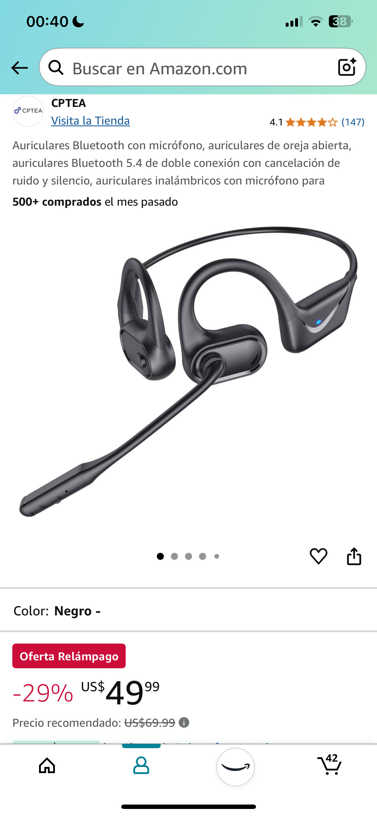 otros electronicos - Auriculares Bluetooth con micrófono, auriculares de oreja abierta,