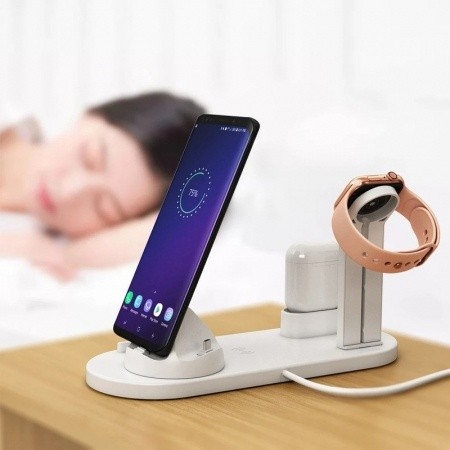 accesorios para electronica - Estación de carga multifuncional 3 en 1, carga tu reloj, audifonos y telefono 6