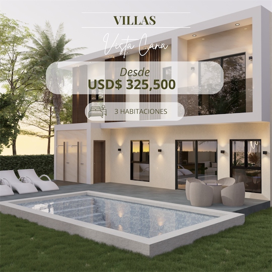 casas vacacionales y villas - Venta de villas de 527mts en vista cana con opción a piscina 