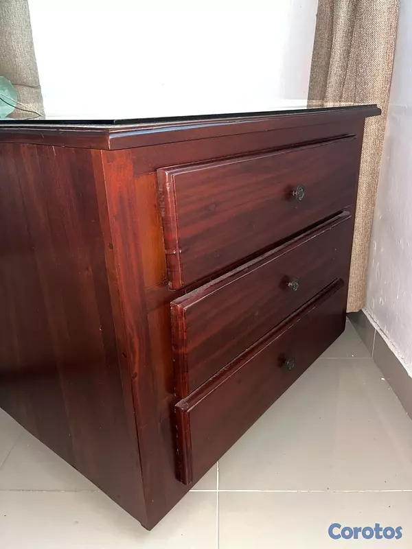 muebles y colchones - Mesa Auxiliar con gavetas y ruedas en Caoba. 60x95x75 cm 9