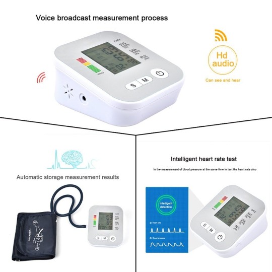 electrodomesticos - Monitor de presión arterial completo automático para adultos, esfigmomanómetro 3