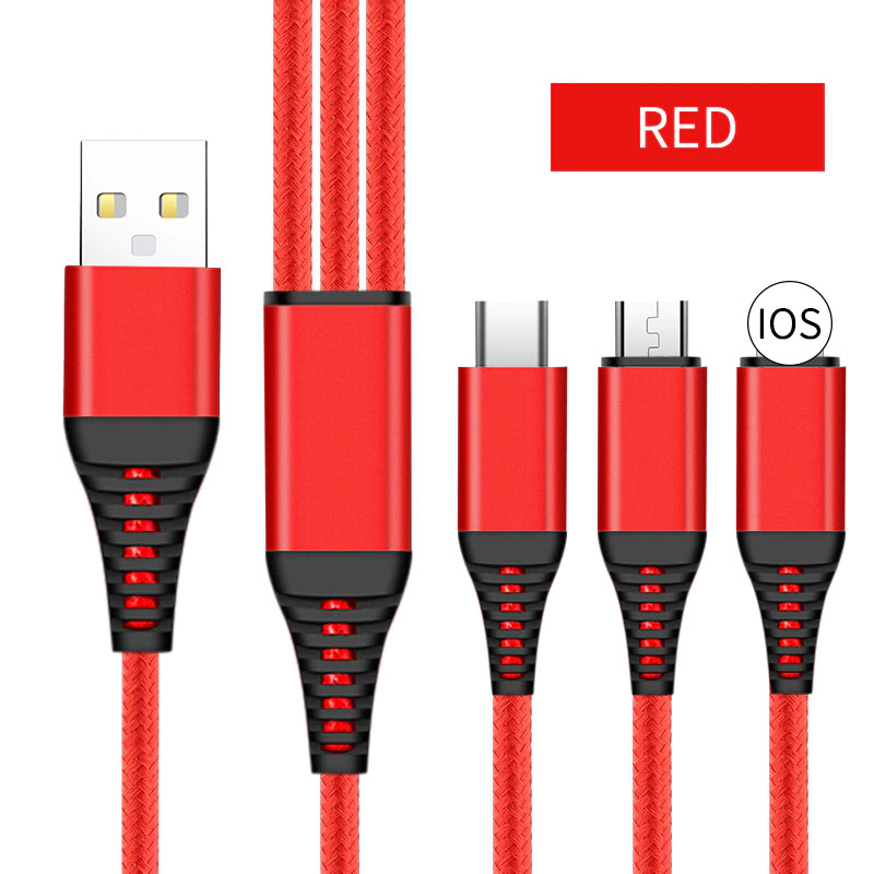 accesorios para electronica - Cable USB Para cargar celulares Iphone y Android - 3 en 1 3