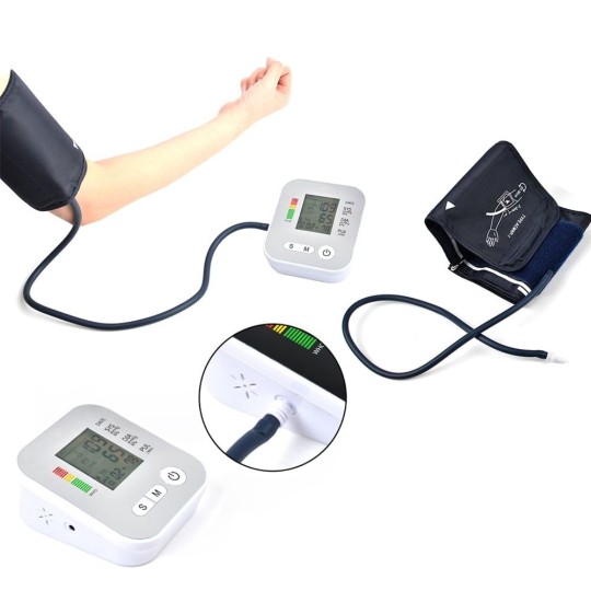electrodomesticos - Monitor de presión arterial completo automático para adultos, esfigmomanómetro 4
